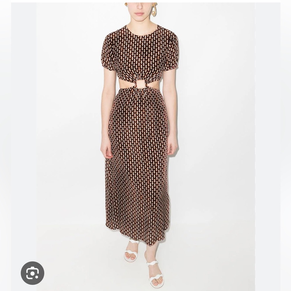 Staud Calypso Cut-Out Geometric Print Midi Dress size Small Retail $325